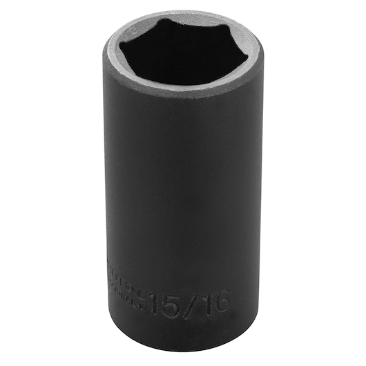 PROTO J7730H 15/16 inch black impact socket, cylindrical, six-point, product photo on white background.