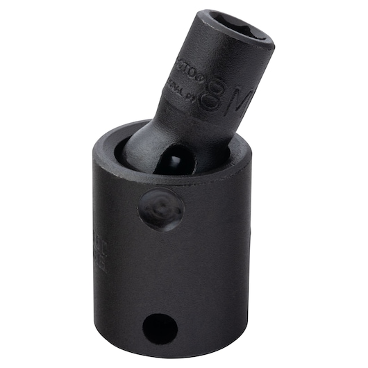 PROTO J77408MP black impact universal joint socket front angle on white background.