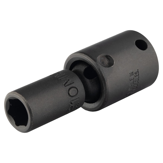 PROTO J78410MP black universal joint socket adapter, photography on white background, angled view.