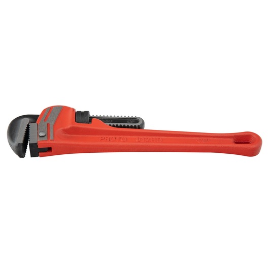 PROTO J812HD heavy-duty red pipe wrench, side view on white background.