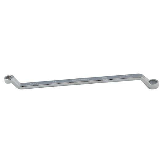PROTO J8179-T500 double box end wrench, chrome finish, product photography, side angle on white background.