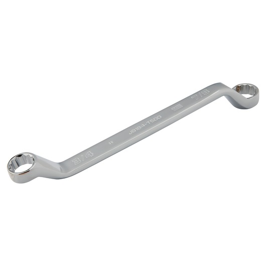 PROTO J8184-T500 chrome offset box end wrench, photography, angled view on white background.