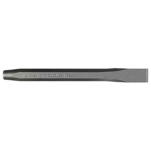 PROTO J86A1-2S2 flat steel chisel, side angle, silver finish, tool category photography.