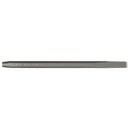 PROTO J86A3-16S2 cold chisel, steel, silver finish, flat tip, side view on white background.