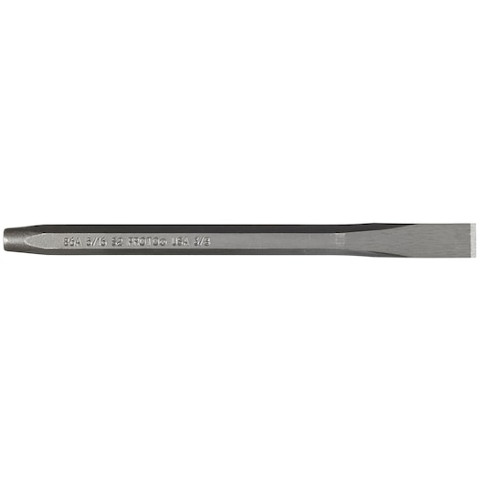 PROTO J86A5-16S2 cold chisel tool, flat blade, steel, side view on white background.