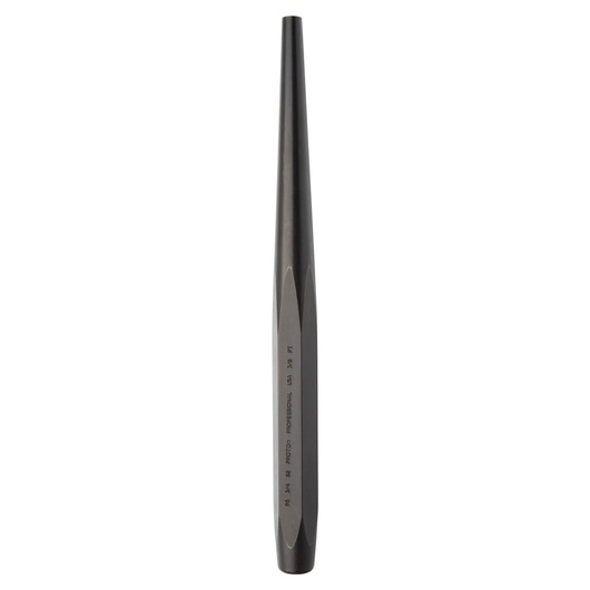 PROTO J963-4S2 tapered black steel punch, straight front view, tool photography