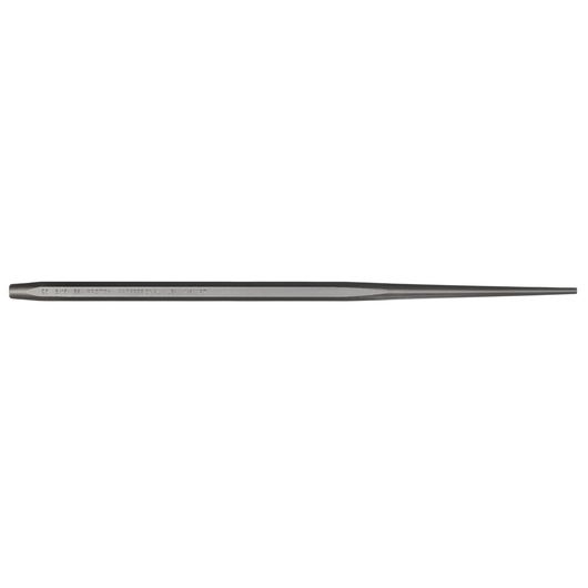 PROTO J965-16S2 steel drift punch tool, hex body, tapered end, product photography, side angle, white background.
