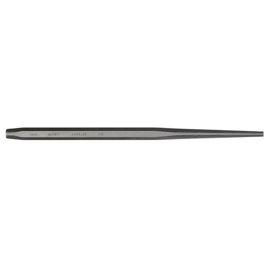 PROTO J967-16S2 steel drift punch tool, hex body, tapered end, side angle, white background.