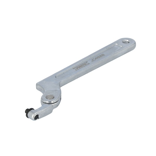 A metallic adjustable pin spanner tool with a single straight handle and a pivoting head. The product is branded with 'PROTO' and model 'JC492B.'