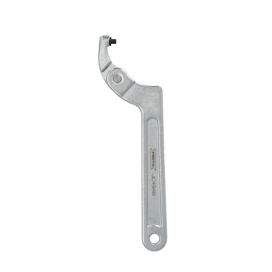 A metal adjustable spanner wrench with a hooked end and a pivot point, stamped with the brand name 'PROTO' and the model number 'JC494B'.