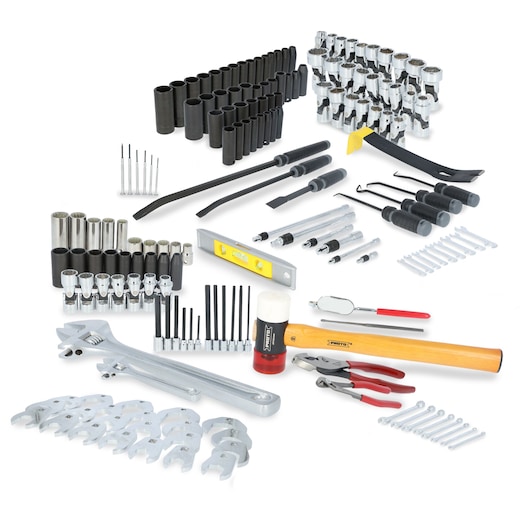 PROTO tool set with various wrenches, sockets, screwdrivers, and accessories, SKUs JCS-0600MAS to JCS-MAS-7A, front angle.