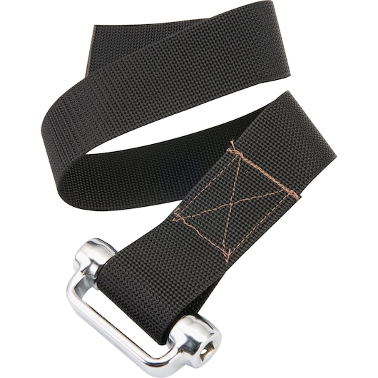 PROTO JFF278 black nylon web strap with metal buckle, photography, top view on white background.