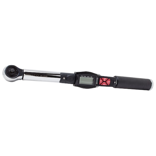 PROTO JH4-250RB digital torque wrench with LCD screen, black and silver finish, side view on white background.