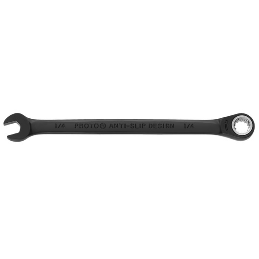 Proto® Black Chrome Combination Non-Reversible Ratcheting Wrench 1/4" - Spline