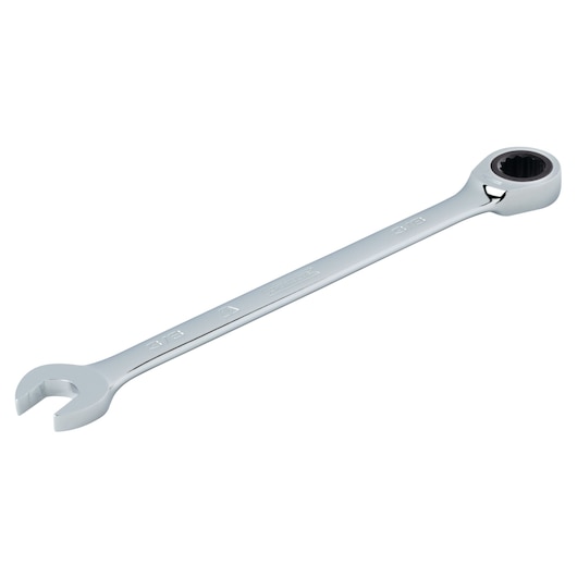 PROTO JSCR12T ratcheting combination wrench, chrome finish, angled view on white background.