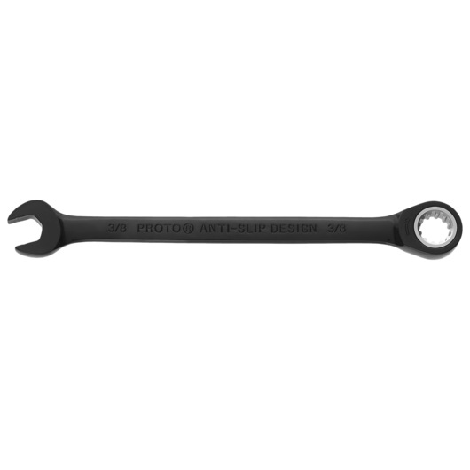 PROTO JSCR12 black combination wrench with open and box ends, photography on white background.