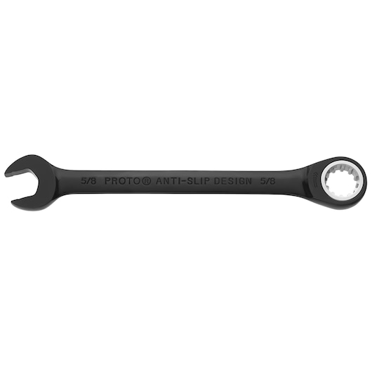 PROTO JSCR20 ratcheting combination wrench, 5/8 inch, black finish, product photo on white background.
