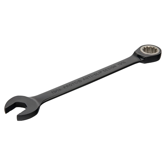 PROTO JSCR26 black combination wrench with anti-slip design, 13/16 inch, angled view on white background.