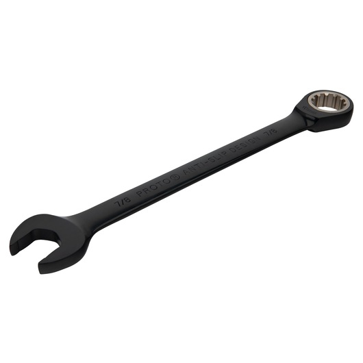 PROTO JSCR28 black combination ratcheting wrench, 7/8 inch, angled view on white background.