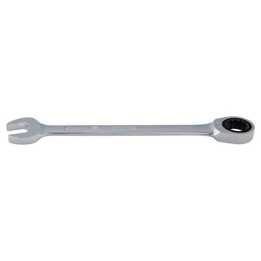 PROTO JSCRM16T combination ratcheting wrench with open and box end, chrome finish, side view on white background.