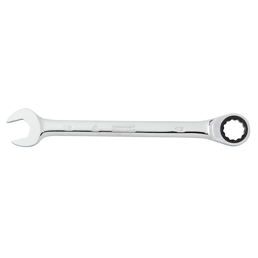 PROTO JSCRM19T combination ratcheting wrench, chrome finish, 19mm, shown flat on white background.
