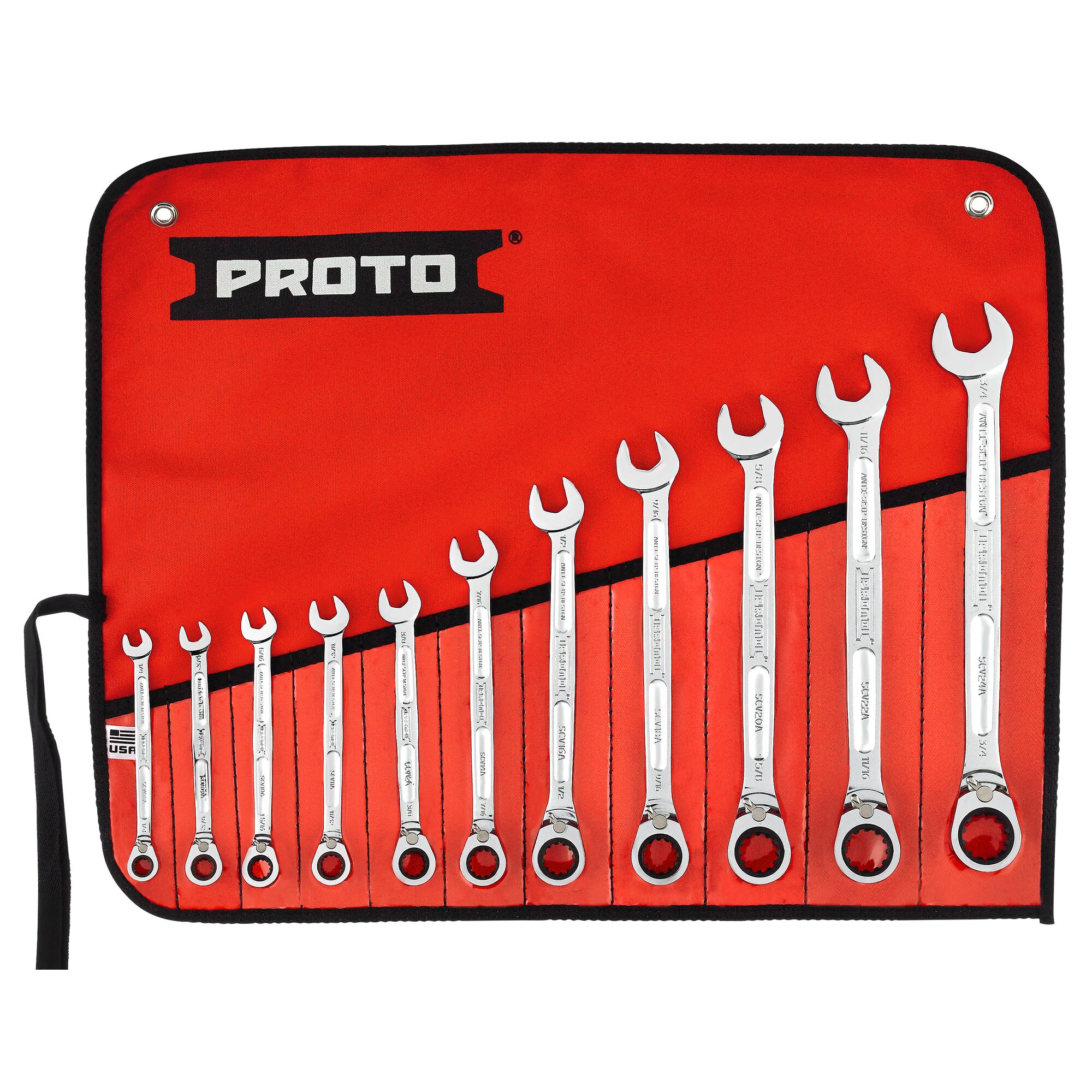 Full Polish Reversible Ratcheting Combination Spline Wrench Set