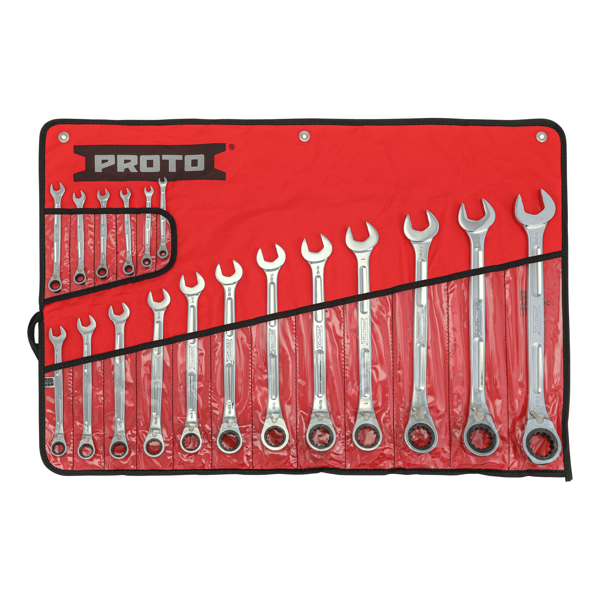 ②10800→10499 Full Polish Reversible Ratcheting Combination Spline Wrench Set