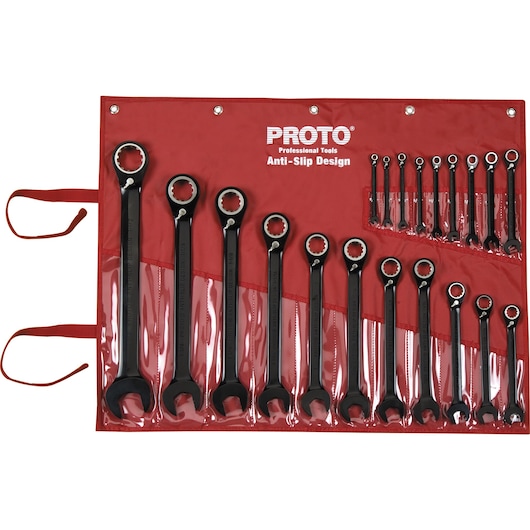 Proto® 20 Piece Black Chrome Reversible Combination Ratcheting Wrench Set - Spline