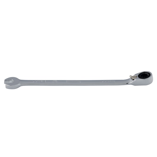 PROTO JSCV07T chrome ratcheting combination wrench, front angle, tool category.