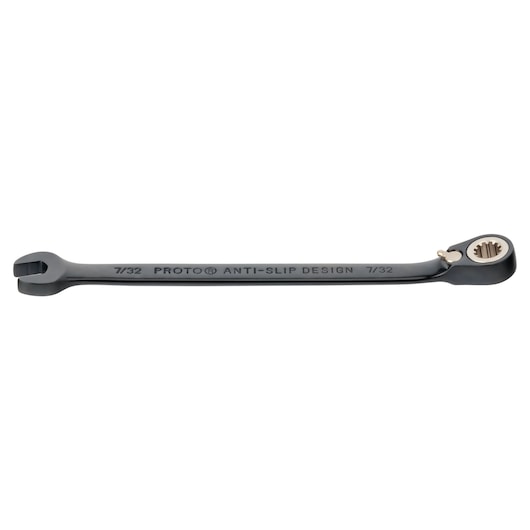 PROTO JSCV07 ratcheting combination wrench, 7/32 inch, black finish, photographed on white background.