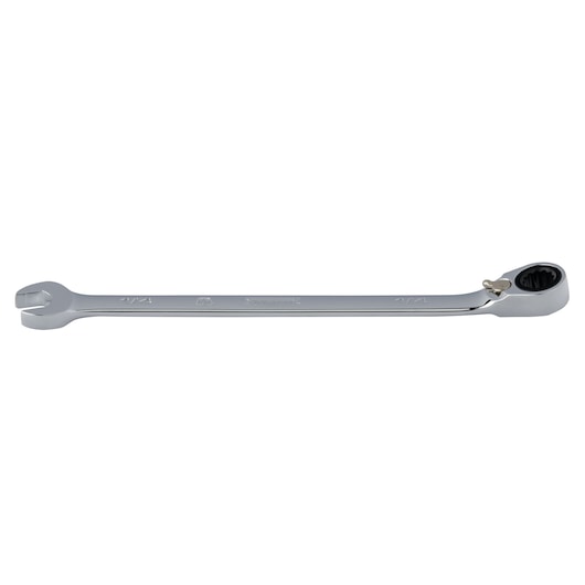 PROTO JSCV08T chrome ratcheting combination wrench side angle on white background