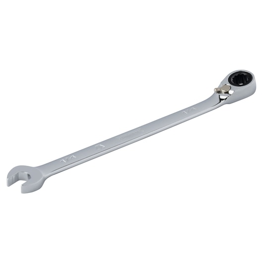 PROTO JSCV08T chrome ratcheting combination wrench, 1/4 inch, side angle on white background.