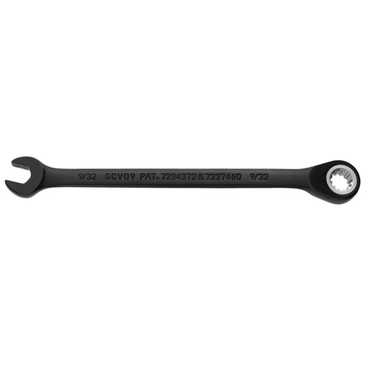 PROTO JSCV09 black combination ratcheting wrench, 9/32 inch, side view on white background.