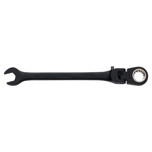 PROTO JSCV10F black ratcheting flex-head combination wrench, 5/16 inch, product photo front angle on white.