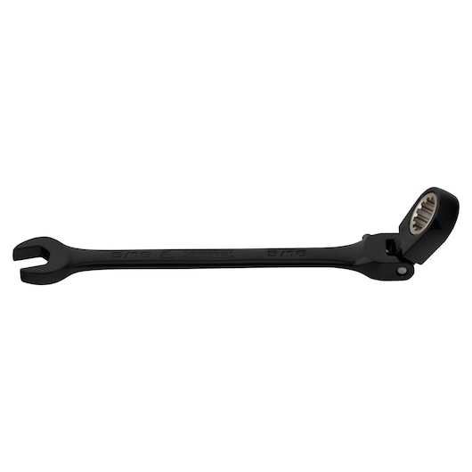 PROTO JSCV10F black ratcheting combination wrench with flex head, product photography on white background.