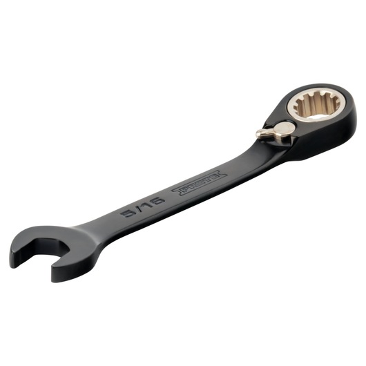 PROTO JSCV10S black ratcheting combination wrench, 3/16-inch size, angled view, white background.