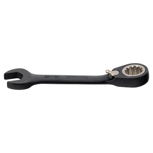PROTO JSCV12S black ratcheting combination wrench, side angle on white background.