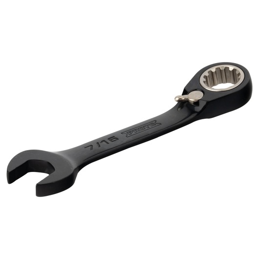 PROTO JSCV14S black ratcheting combination wrench 7/16, angled view on white background.