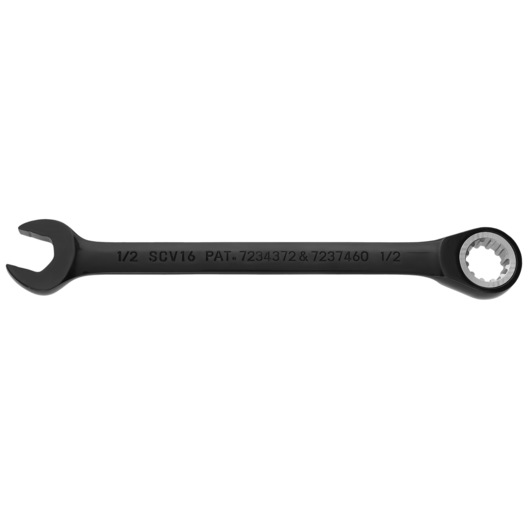 PROTO JSCV16 combination wrench, black finish, box end and open end, product side view on white background.