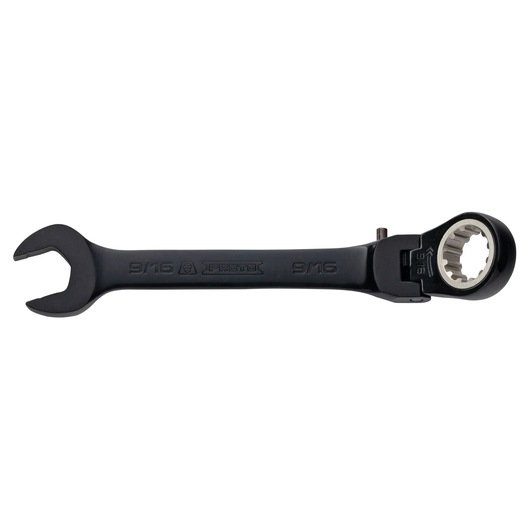 PROTO JSCV18F black ratcheting combination wrench, 9/16 inch, product photo on white background.
