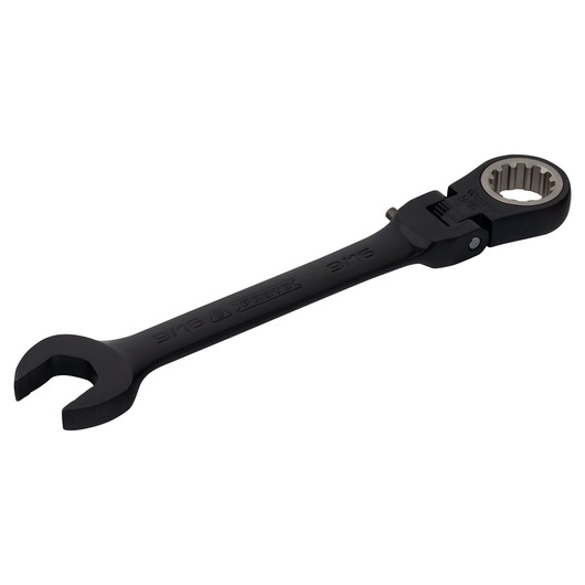 PROTO JSCV18F black ratcheting combination wrench, front angle on white background.