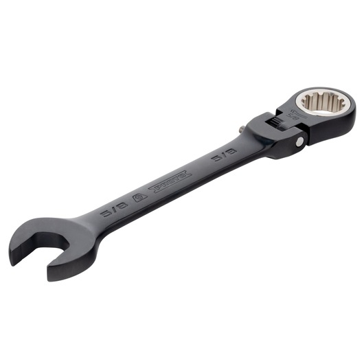PROTO JSCV20F ratcheting combination wrench 5/8 inch, black finish, angled on white background.