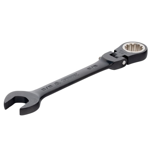 PROTO JSCV20F black ratcheting combination wrench with flex head, 5/8 inch, angled on white background.