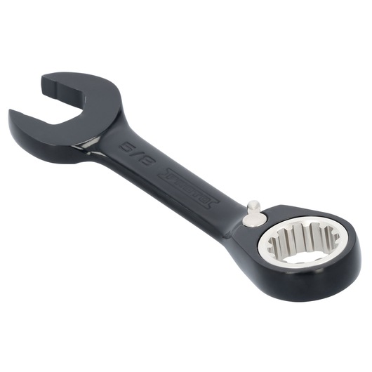 PROTO JSCV20S ratcheting combination wrench with black finish, shown at an angle on white background.