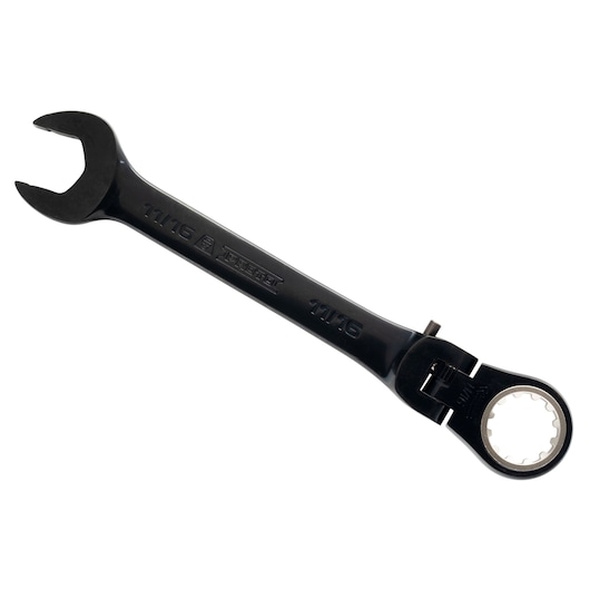 PROTO JSCV22F black ratcheting combination wrench 11/16 inch, product photo on white background.