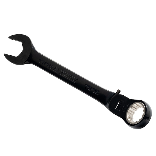 PROTO JSCV22F black ratcheting combination wrench, 11/16 inch, top view, white background.