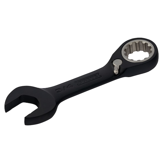 PROTO JSCV24S ratcheting combination wrench, black finish, 3/4 inch, side view on white background.