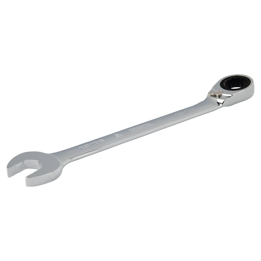 PROTO JSCV26T chrome ratcheting combination wrench, angled view, photography on white background.