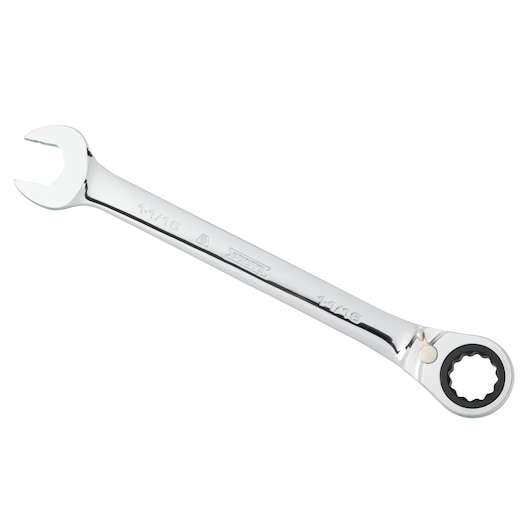 PROTO JSCV34T chrome ratcheting combination wrench, front angle on white background.