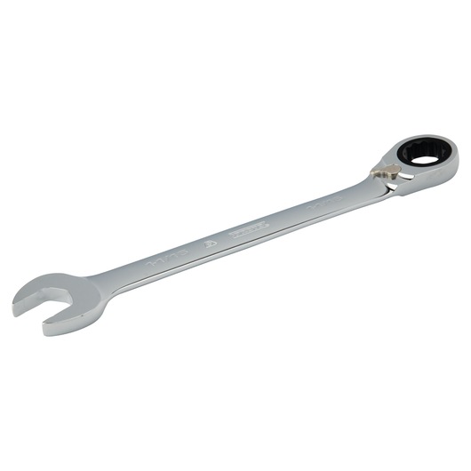 PROTO JSCV34T chrome ratcheting combination wrench, angled view, tool category.